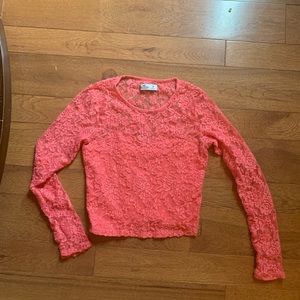 Cropped coral Hollister long sleeve